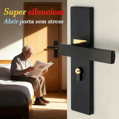 Fechadura de porta preta, maçaneta de porta silenciosa e antiga Com Chaves Quarto E Banheiro