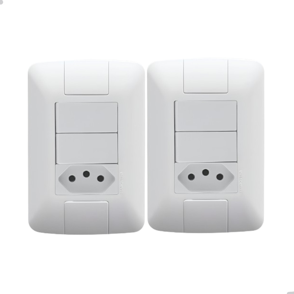 Kit 2 Interruptor Duplo + Tomada 10A 4x2 Aria Tramontina