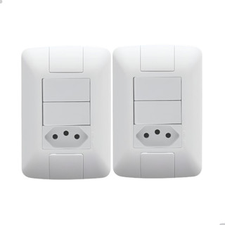 Kit 2 Interruptor Duplo + Tomada 10A 4x2 Aria Tramontina