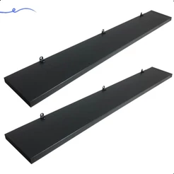 Kit 2 Prateleira Preta 70X10 + Suporte Flutuante Mdf Organizadora Decoração Cozinha Banheiro Sala