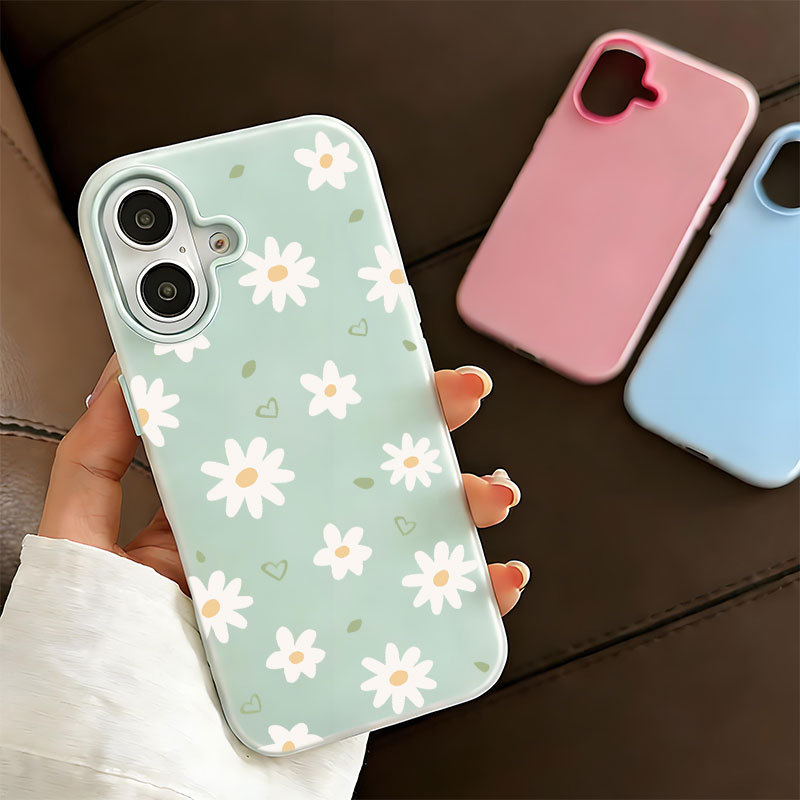 Flores Frescas 2 Em 1 Geléia Capa Capinha Silicone Para IPhone 13 11 12 14 15 16 17 16e Normal Pro Max Ar Macarons Caso em Oferta na Shopee