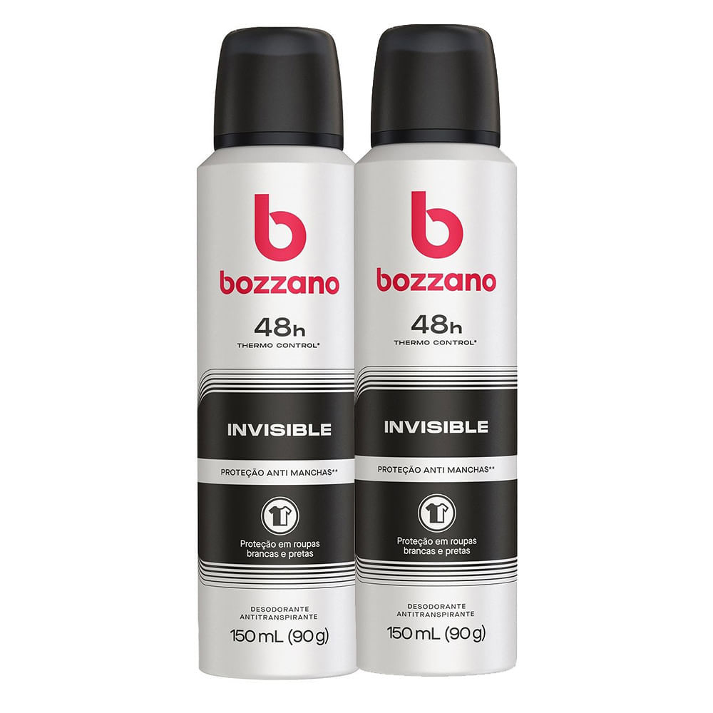 Kit 2 Desodorante Aerossol Antitranspirante Masculino Bozzano Invisible 150ml em Oferta na Shopee