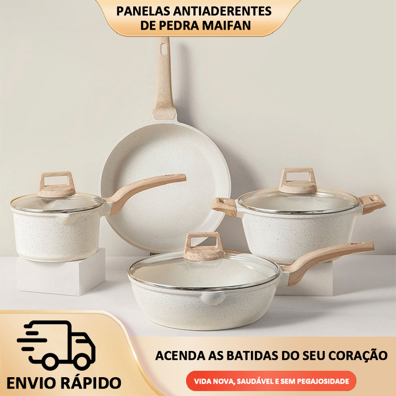 Conjunto de panelas Conjunto de 4 peças Panela antiaderente Leite Branco Cozinha indispensável