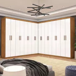 Closet Casal Duplo Rubi Premium 8 Gavetas Cinamomo Branco