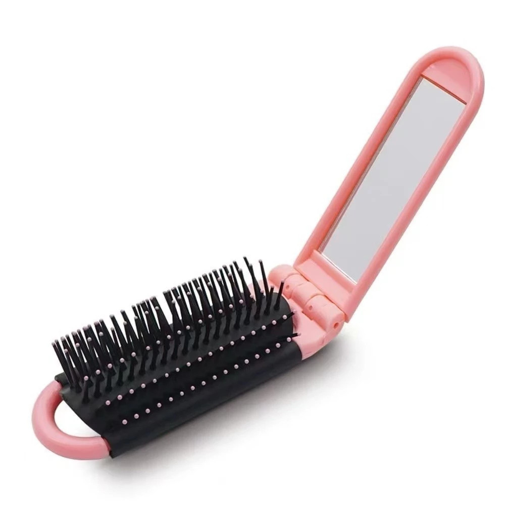 Kit2 Escova com espelho de cabelo dobravel borboleta de bolsa macia profissional escobel
