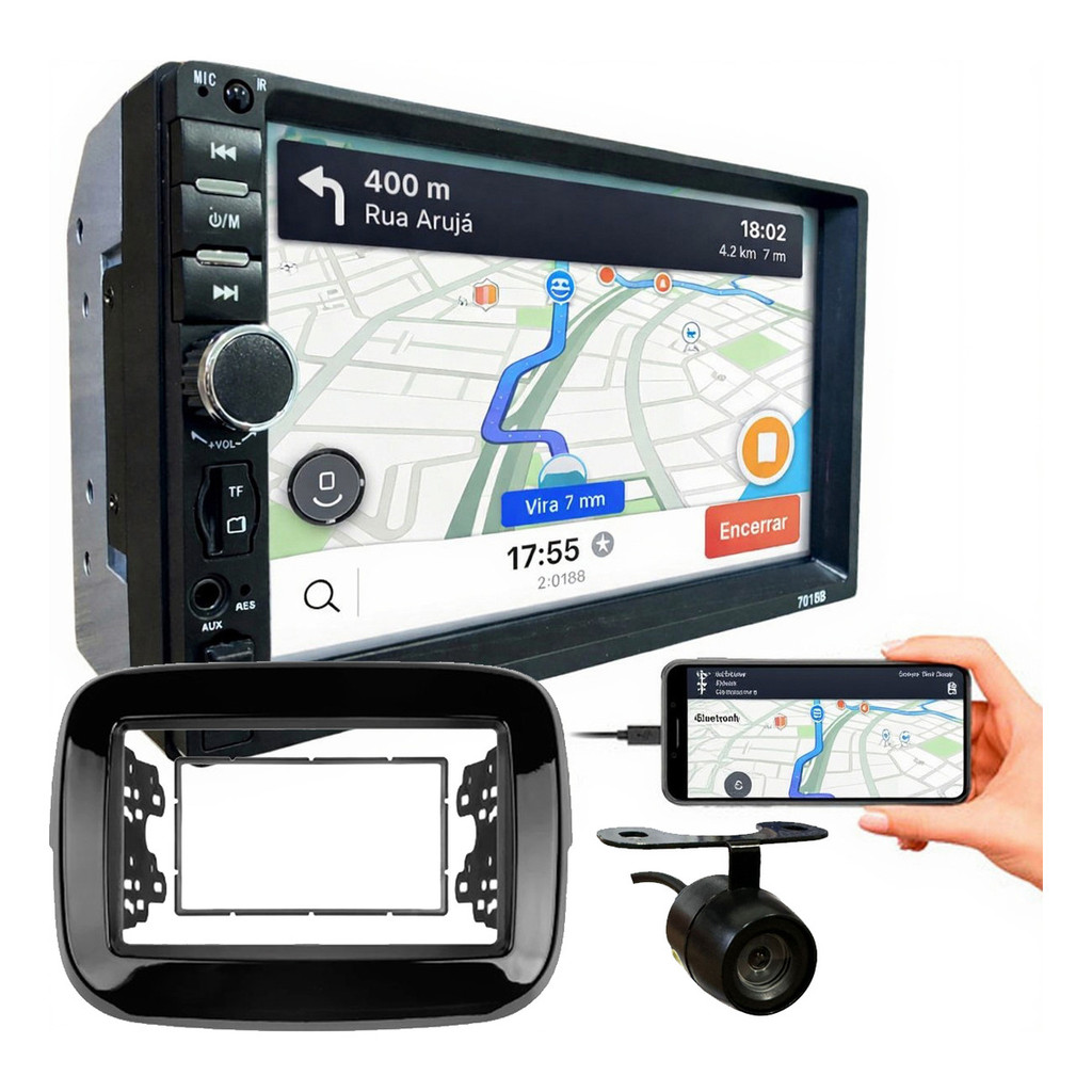 KIT CENTRAL MULTIMIDIA MP5 7 POL CÂMERA DE RÉ MOBI 2016 A 2025 PRETO FOSCO OU BLACK PIANO em Oferta na Shopee