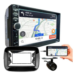 KIT CENTRAL MULTIMIDIA MP5 7 POL CÂMERA DE RÉ MOBI 2016 A 2025 PRETO FOSCO OU BLACK PIANO