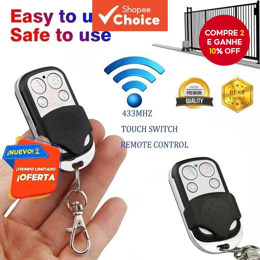 Controle Remoto Universal RF 433 Mhz 4 Botões Para Portas De Garagem Eletrônicas Automação Residencial Inteligente