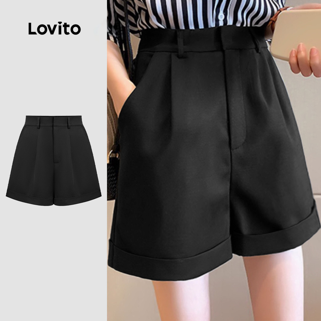 Lovito Short Casual Plissado Verão/Primavera Para Mulheres L177AD709 em Oferta na Shopee