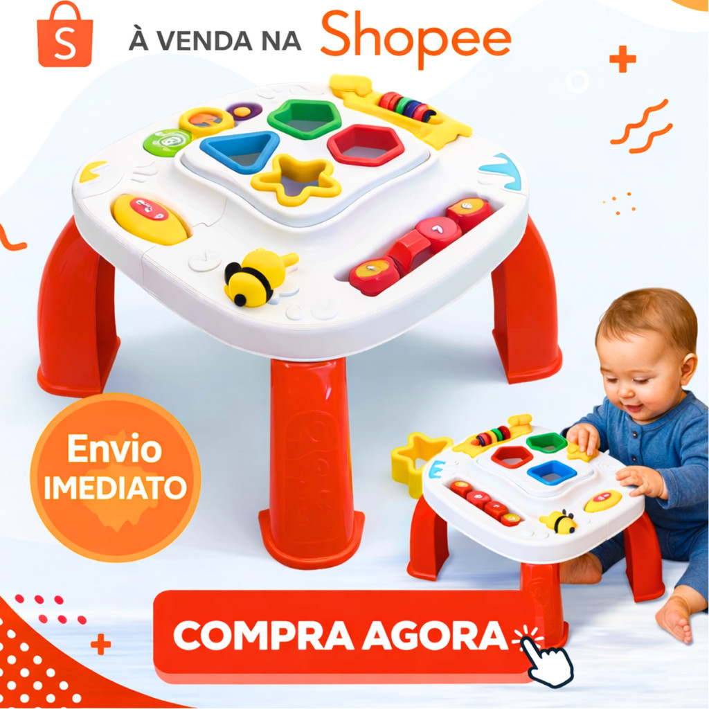 Mesa Infantil Didática Divertida Brinquedo Educacional para Bebês Atividades de Montar Interativa
