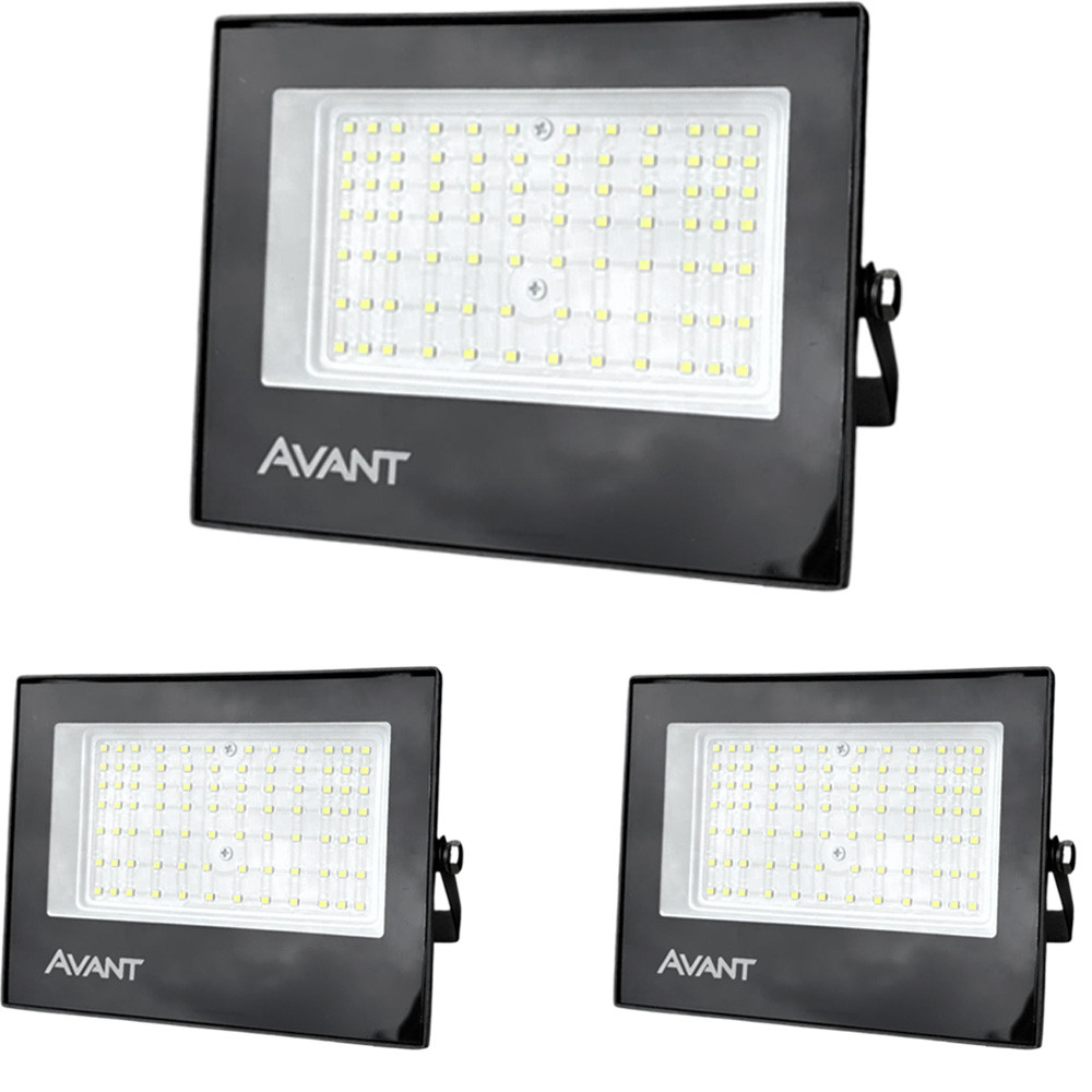 Kit Iluminação 3 Refletor LED Slim100 Avant Luz Branco Frio Bivolt 100W Iluminação Geral