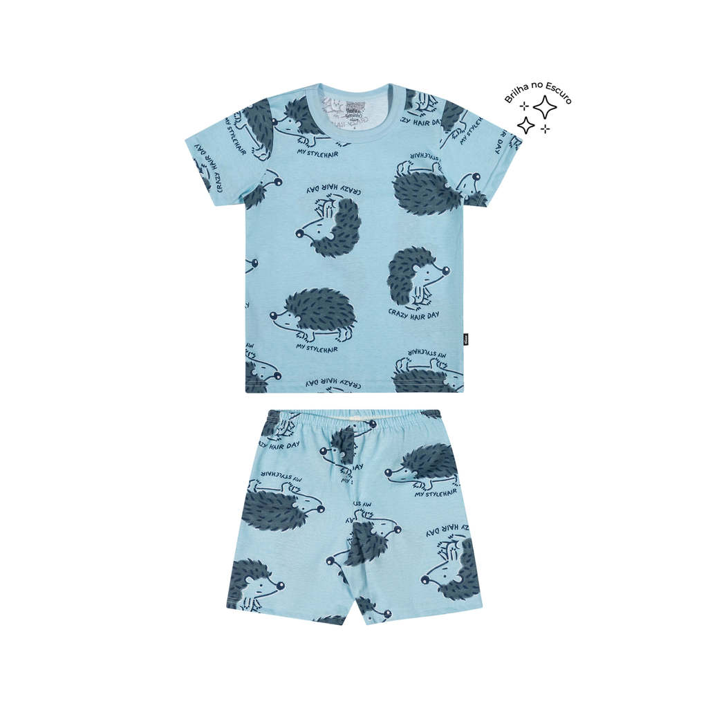 Pijama Curto Menino Infantil Ouriços Elian Azul