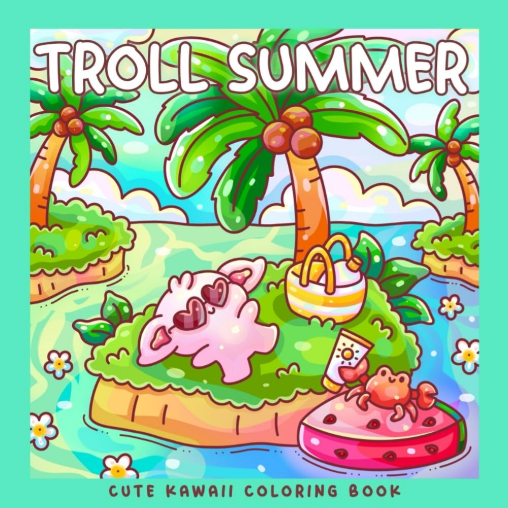 Livro de Colorir Troll Summer Adventures | 30 Ilustrações | Papel 120 g