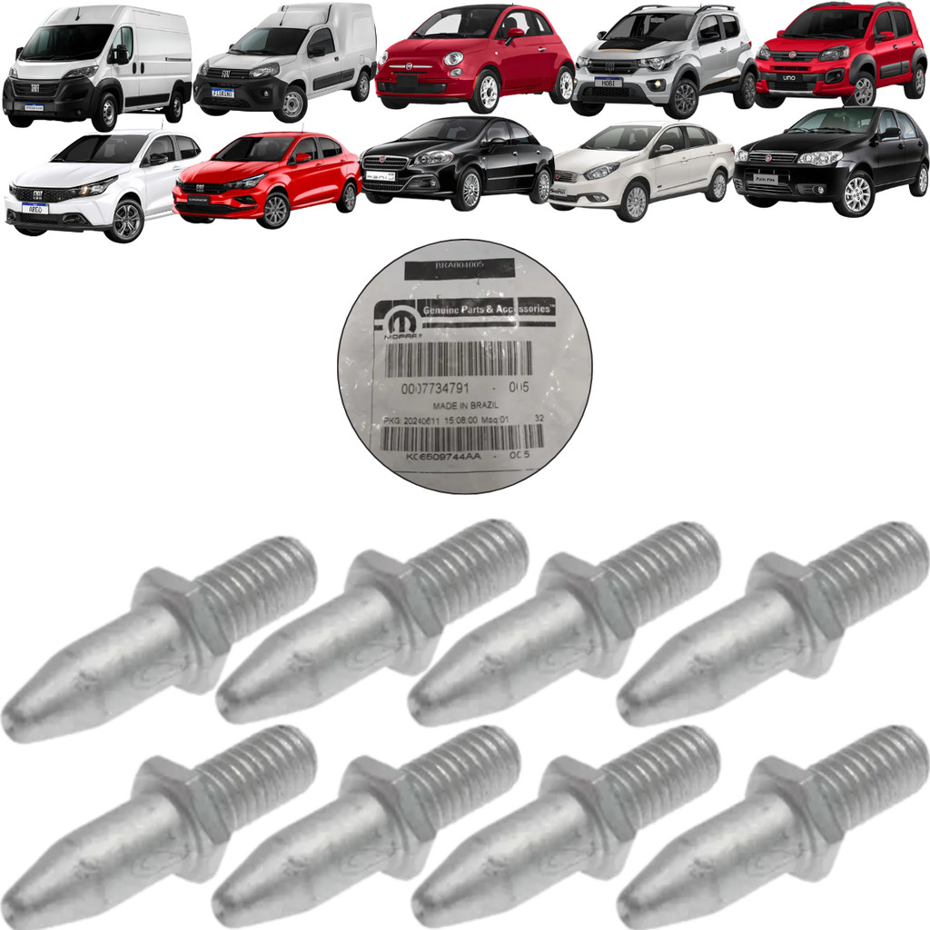 Kit 8 Pino Guia Roda Disco Tambor Fiat  Uno Palio Siena Strada Ducato Boxer Jumper 7734791 Original Envio Rápido NF 
