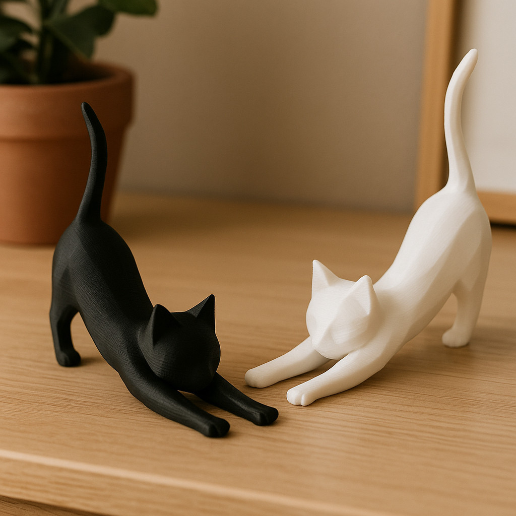Kit 2 Gatos Decorativos Minimalistas 10cm Escultura Moderna Sala Quarto Presente Criativo