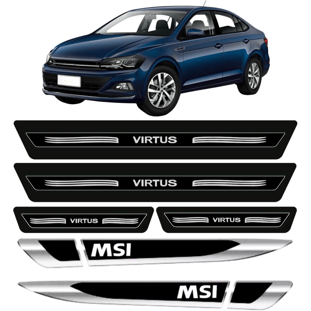 Kit Volkswagen Soleira Virtus Protetor Porta Aplique Lateral MSI Resinado Prata