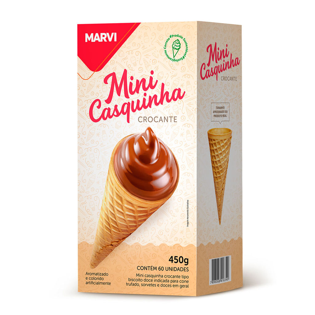 Mini casquinha cone com 60 unidades 450g - marvi em Oferta na Shopee