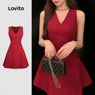 Lovito Vestido Elegante Com Zíper Para Primavera/verão Para Mulheres L157LD228 em Oferta na Shopee