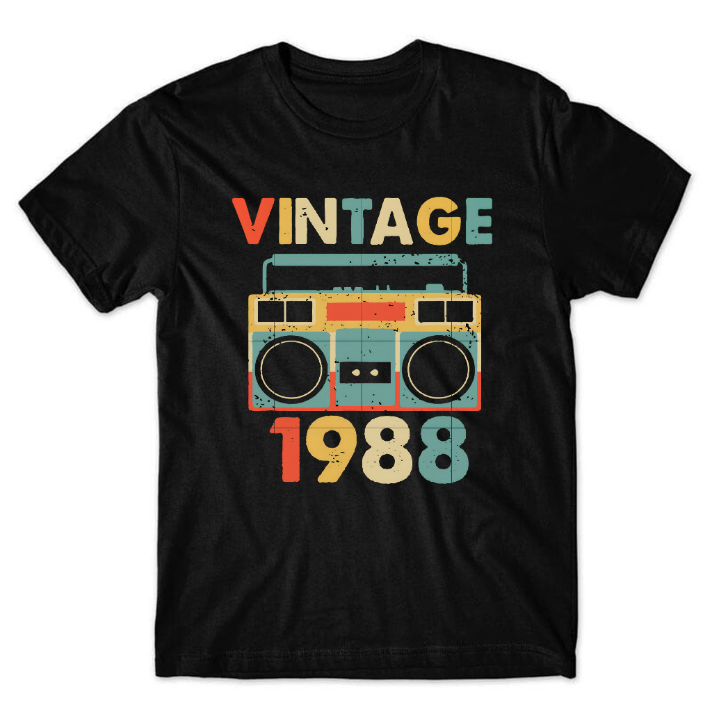 Camiseta T-shirt Premium T-shirt Camisa Camiseta Tshirt Algodão Vintage 1988 T-shirt Básica Confortável Estampa Estilo R