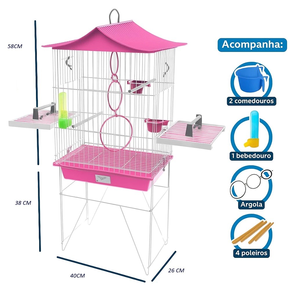 Viveiro Mansa Calopsita Chinesinho Vivo Pet Epóxi Agapornes  Calopsita