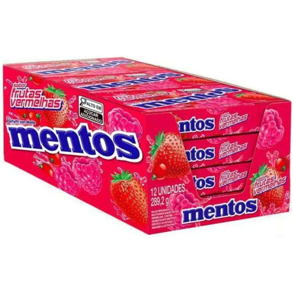 BALA MENTOS SLIM BOX FRUTAS VERMELHAS COM 12 UNIDADES