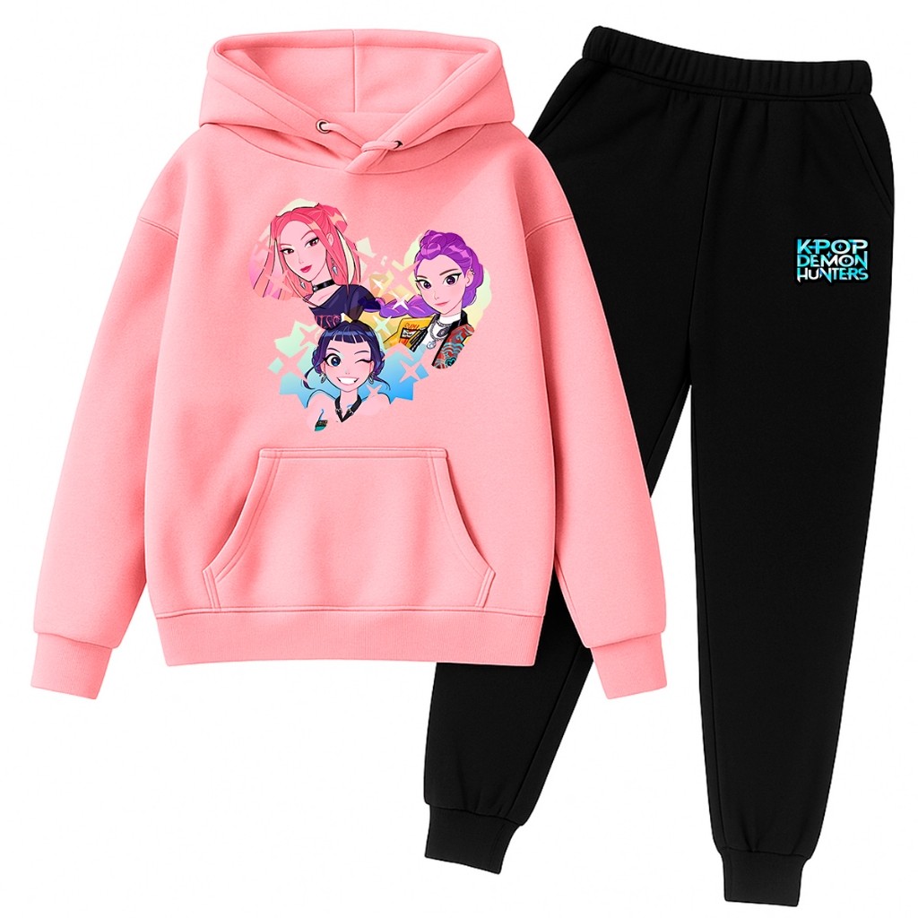 Conjunto De Moletom Infantil Blusa e Calça Huntrix Banda Kpop Demon Hunters
