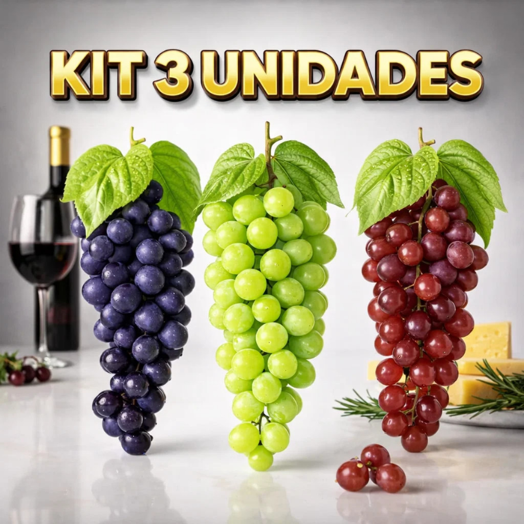 Kit De 01 Até 03 Uvas Artificiais Decorativas Realistas para Cozinha Fruteira Mesa Posta em Oferta na Shopee