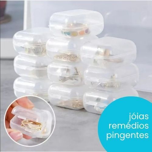 Kit com 50 até 100 Caixinhas Organizadoras Transparente Porta Joias Brincos Anéis Pingente Multiuso