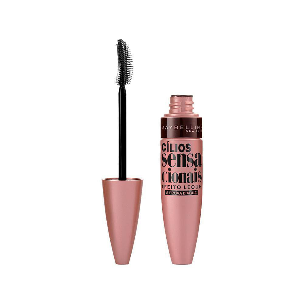 Máscara para Cílios Maybelline Sensacionais Efeito Leque À Prova D'água Preto em Oferta na Shopee