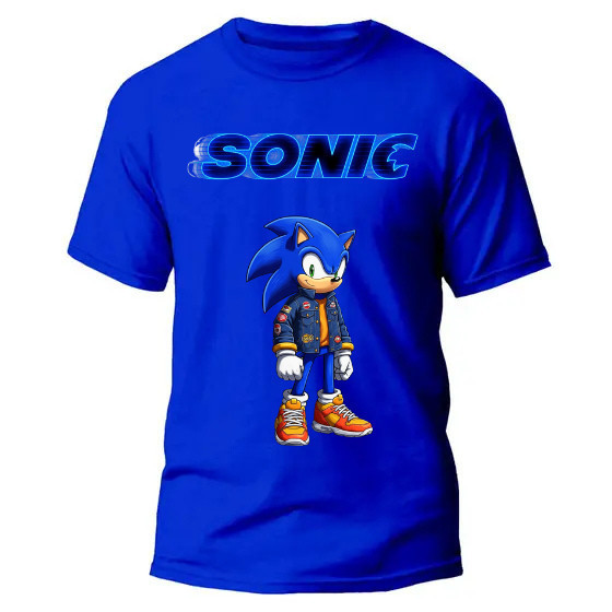 Camiseta Infantil Sonic Estampada – Personagem de Desenho Animado Confortavel