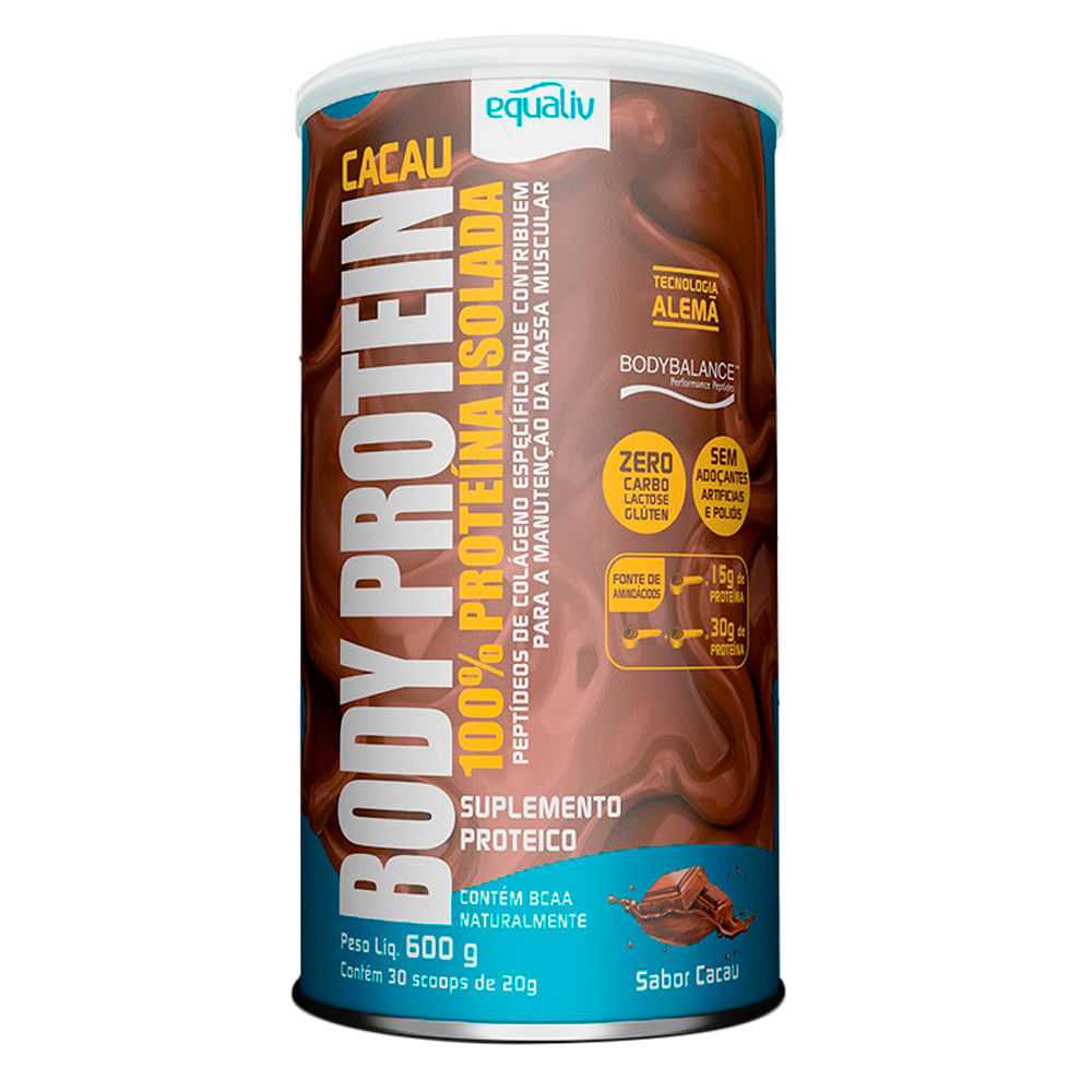 Body Protein Equaliv 100% Proteína Isolada e Hidrolisada Sabor Cacau 600g