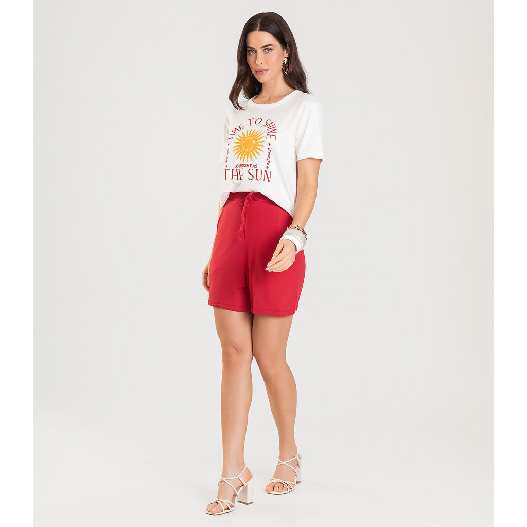 Shorts Adulto Feminino Infinita Cor Vermelho