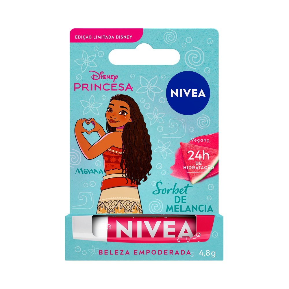 NIVEA Hidratante Labial Sorbet de Melancia Ed. Limitada Moana Disney® Princesa 4,8g em Oferta na Shopee