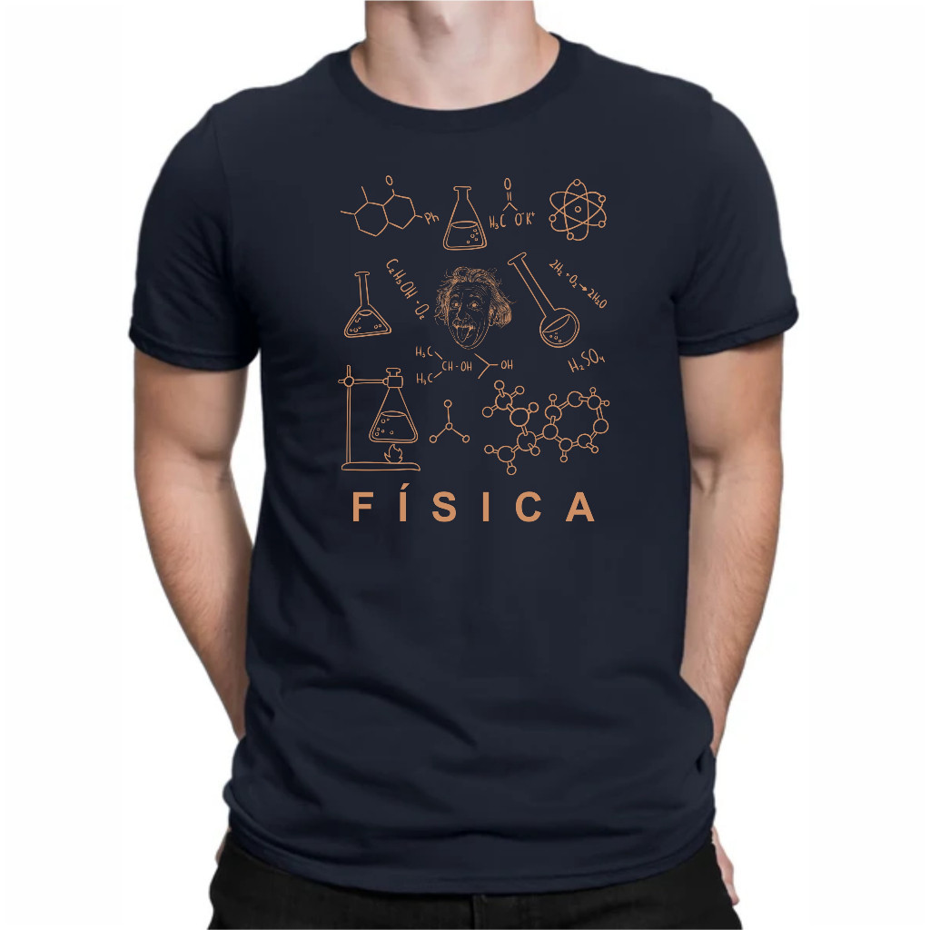 Camiseta Faculdade Curso de Física Camisa Masculina Estampas Exclusivas para Estudantes e Professores da Educação.