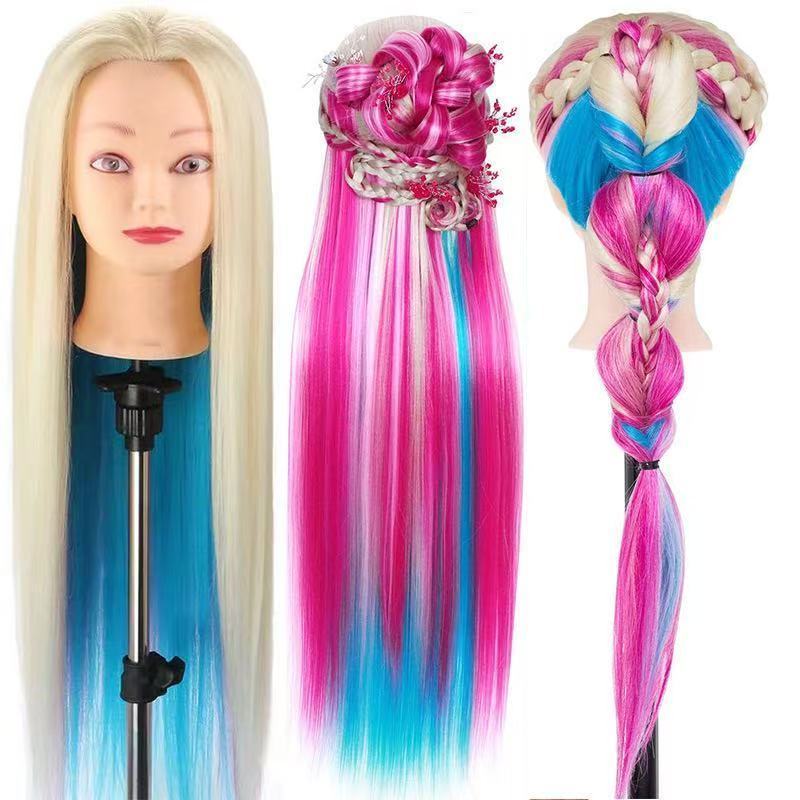 Manequim Cabeça DE boneca  Para Treino 100% Orgânico De Cabeleireiro com suporte