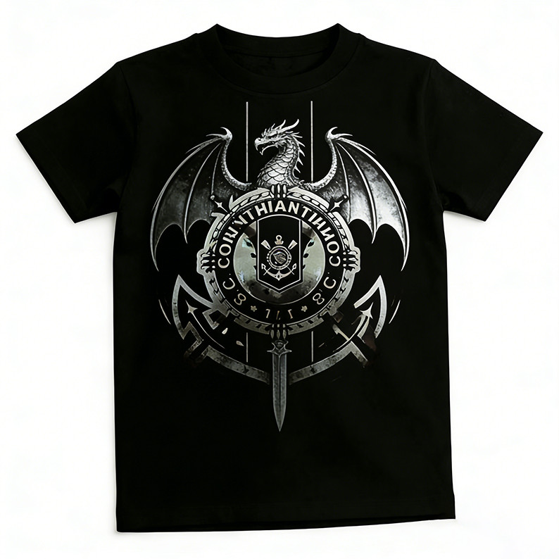 Camiseta Unissex Oversized Plus Size Feminina Masculina Estampa Corinthians  Dragão Prata e Espada |  Streetwear Estilo