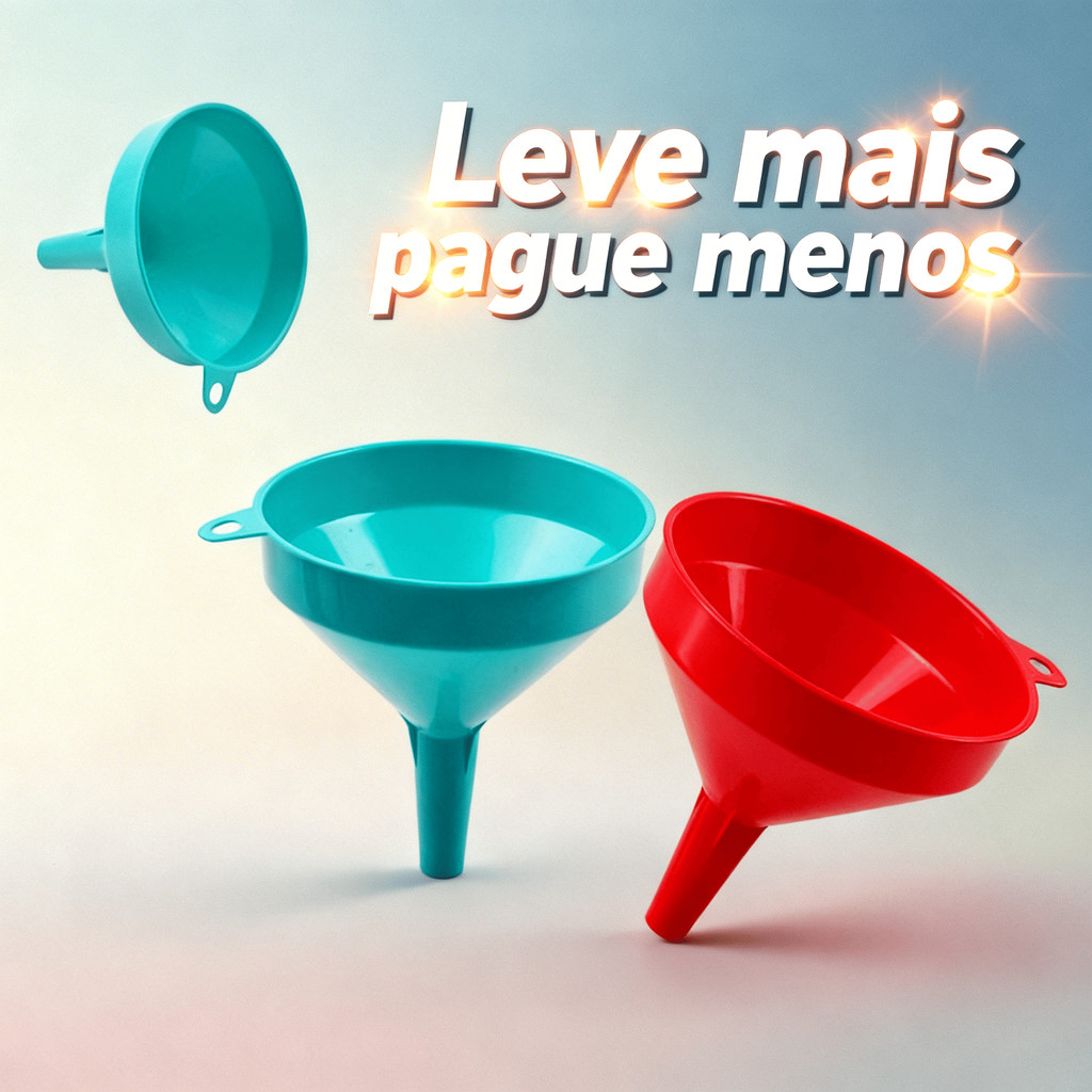 Funil de Plástico 13,5cm Colorido Cozinha Bares Restaurantes Oficinas