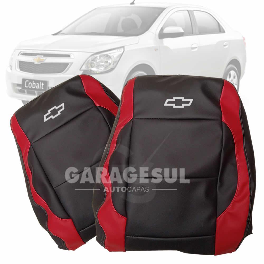Capas de Bancos Automotivo Sport  Em Couro Preto e Vermelho Sob Medida Chevrolet Cobalt 2012 a 2020
