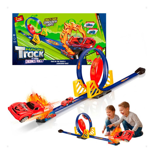 Super Pista Lançador Carrinho e Pista LOOP  com 1 Carrinho Racing - Manobras Radicais