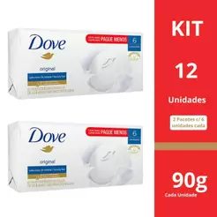 Kit 2 Pacotes de Sabonetes Dove Original c/6un de 90g Cada