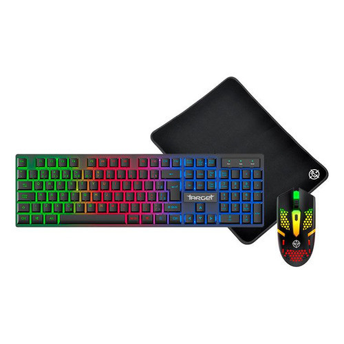 Combo Gamer Tgt Fal, Rainbow, Teclado Abnt2, Mouse 1600dpi P Preto