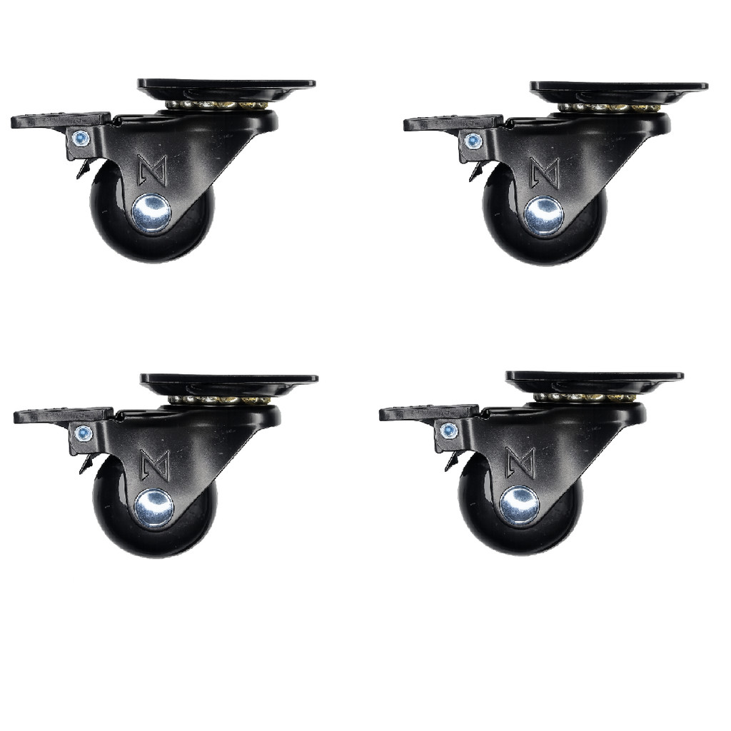 Kit 4 Rodinhas de Silicone Com Freio Para Móveis Rodízio Giratório Gel 35mm - Rodizio Preto