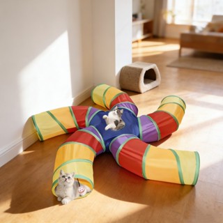Túnel Colorido Dobrável para Pets - Brinquedo Interativo e Labirinto para Gatos Coelhos e Cachorros em Oferta na Shopee