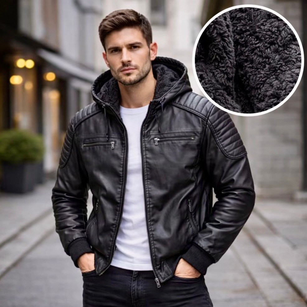 Jaqueta Masculina De Couro Forrada Top Premium Casaco De Luxo Inverno Motoqueiro Elegante Blusa De Frio Slim Fit Top