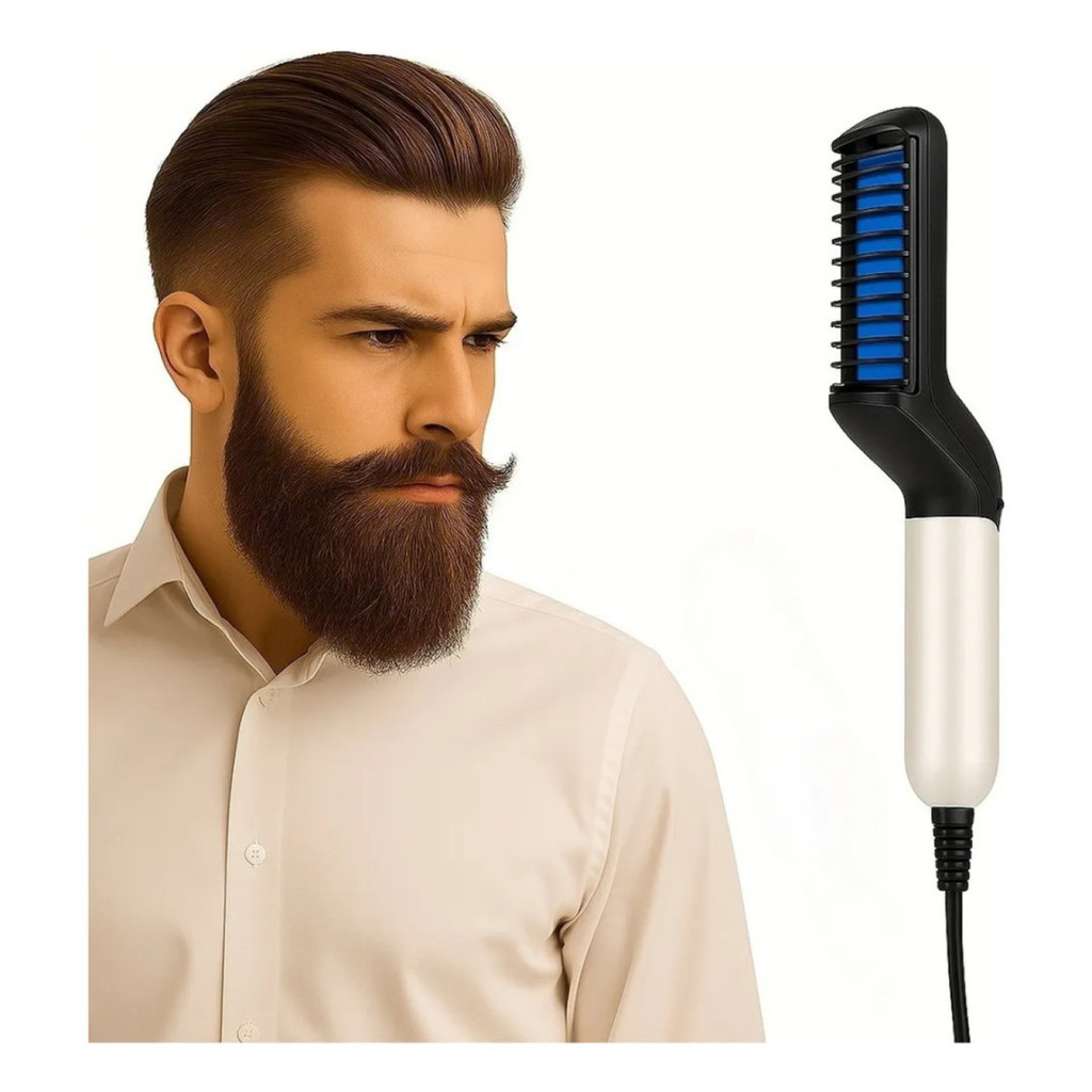 Pente Elétrico Modelador Chapinha Barba Cabelo Masculino pente alisador