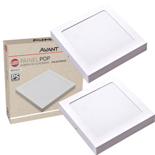 Kit 2 Painel Plafon Led Sobrepor 24w Quadrado Branco Frio Bivolt Casa Teto Luminaria Avant em Oferta na Shopee