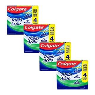 Kit 4 Pack Creme Dental Anticárie com Flúor e Cálcio Colgate Tripla Ação 90g 4un Cada em Oferta na Shopee
