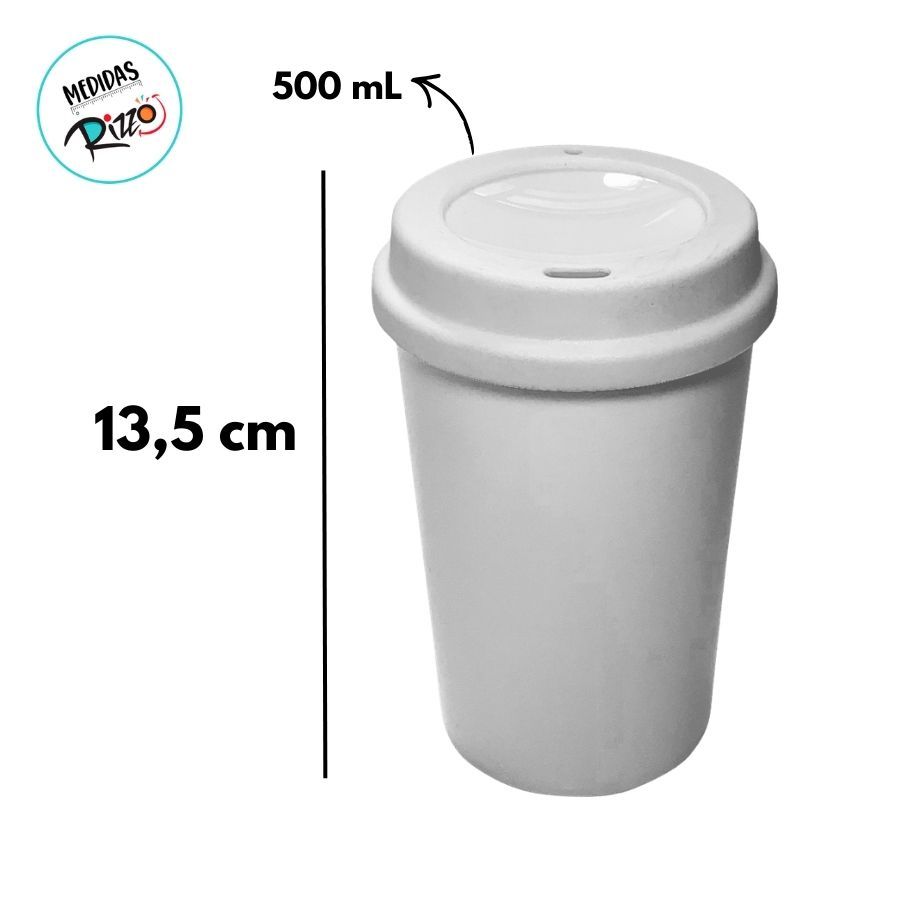 Copo Viagem com Tampa - Branco - 500 mL - 1 unidade - Rizzo · foto 2