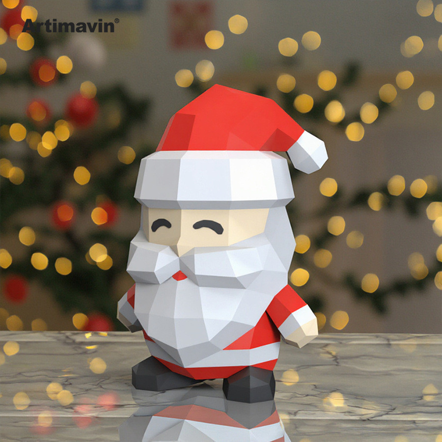 MOMO molde de papel tridimensional papai noel tridimensional artesanato modelo de papel decoração decoração interior dec
