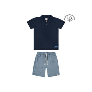 Conjunto Infantil Menino Polo Bordado Colorittá Azul em Oferta na Shopee